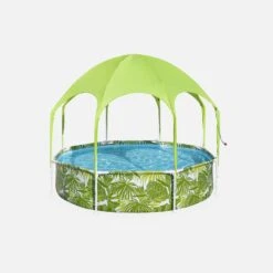 Piscine Hors Sol Tubulaire Ronde Avec Parasol Et Brumisateur ∅2,4m