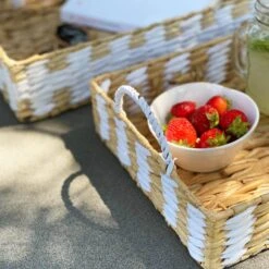 Plateau Avec Poignées Paille Tressée (lot De 2) -Jardin Et Extérieur trayx2natwh 508e8de98771709104f4eb8e98f345e1