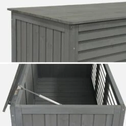 Coffre De Rangement Bois 330L -Jardin Et Extérieur wdbox130gy a2cc083492a60a7c416024a4167187fd