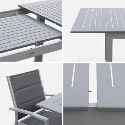 Table De Jardin Extensible Aluminium, 6 Chaises Couleur : Gris / Gris Foncé -Jardin Et Extérieur xtsafm210r6at 807e046bcb5765ab554ff9e1a5bbbd9c
